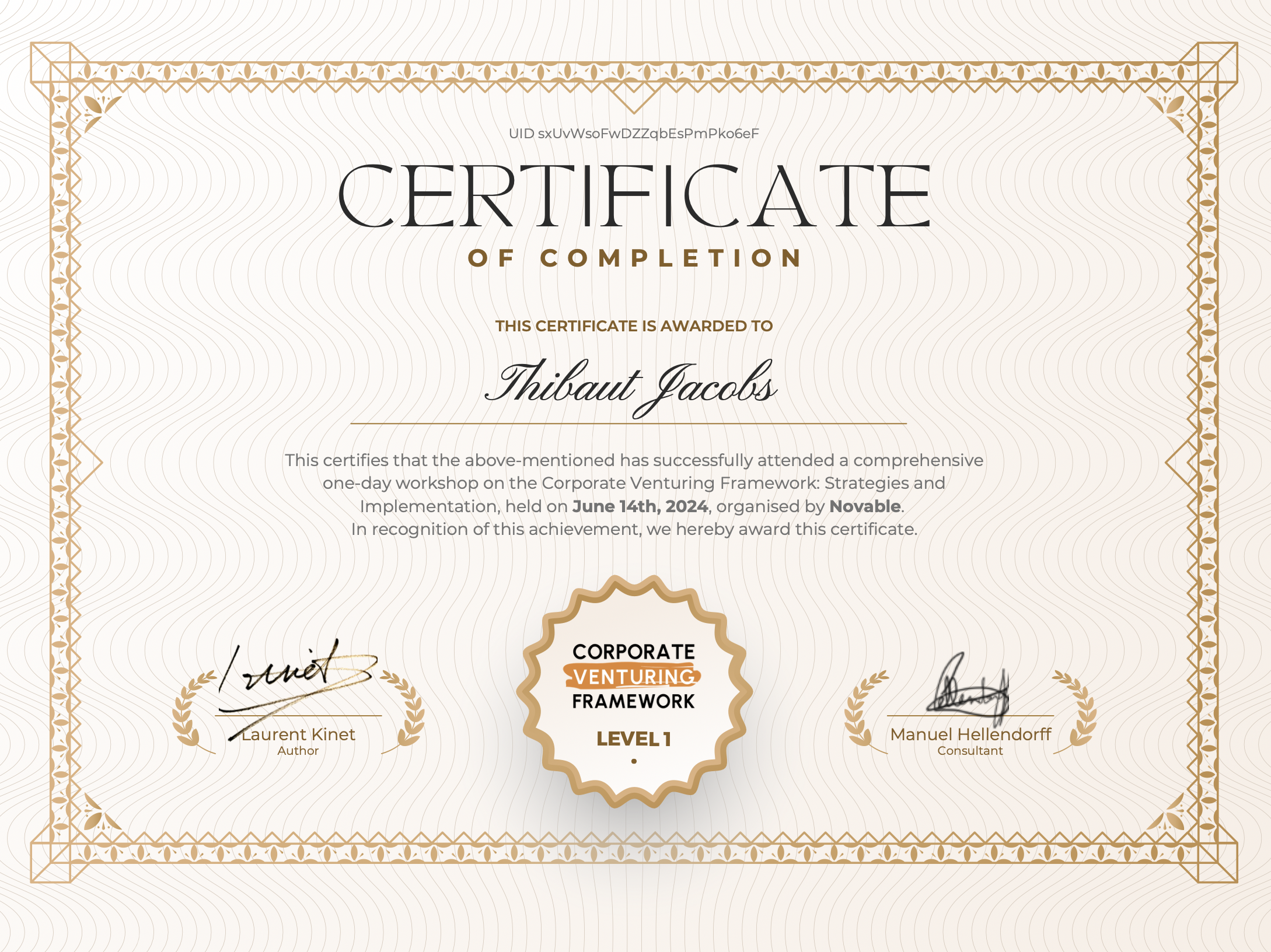 Thibaut Jacobs CVF Workshop Certification