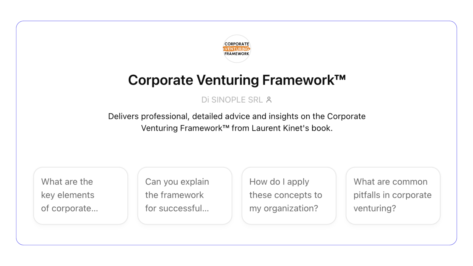 Corporate Venturing FrameworkTM GPT