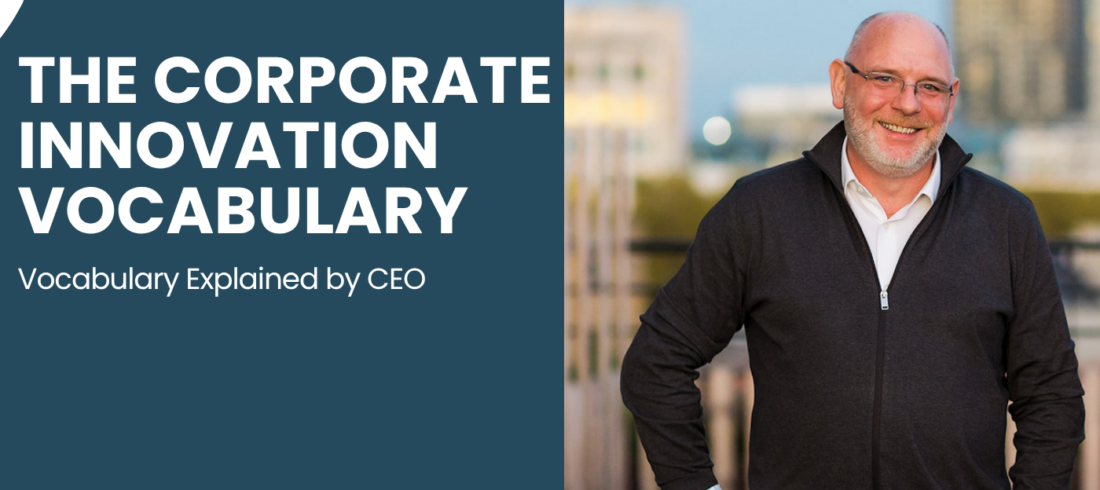 Cover graphic for The Corporate Innovation Vocabulary with Laurent Kinet portrait.