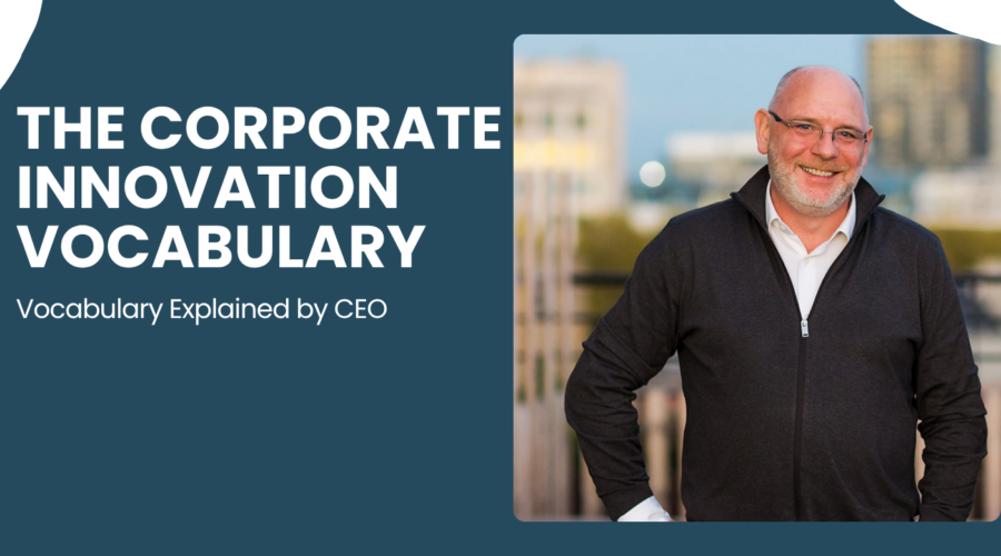 Cover graphic for The Corporate Innovation Vocabulary with Laurent Kinet portrait.